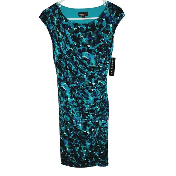Connected Apparel Womens Blue/Teal Abstract Print Dress Size 8 NWT - Picture 11 of 11